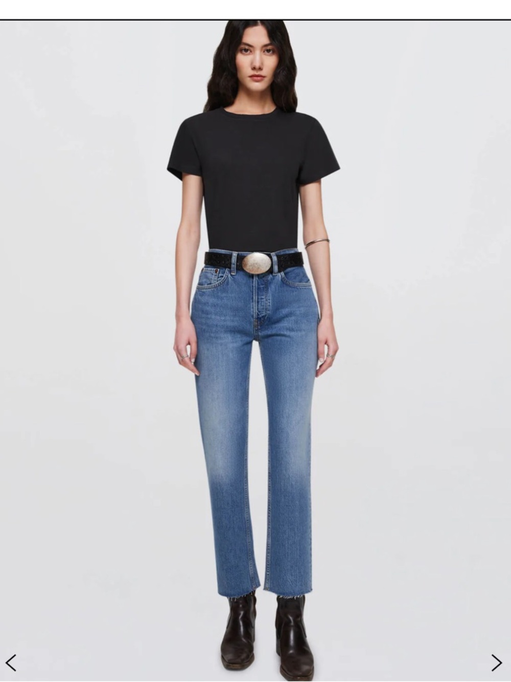 New Re/Done High-Rise Straight Jeans - Light Blue Sz 25 $265